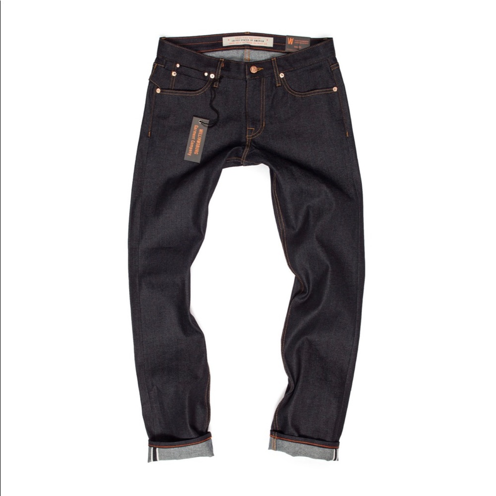 Williamsburg Garment Co selvedge raw denim jeans with stretch in size 30